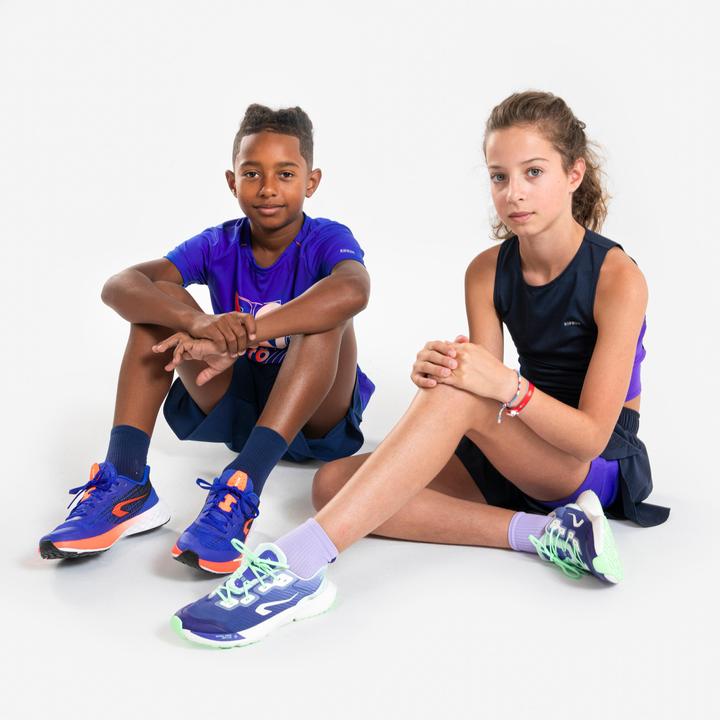 Actual product image Kiprun Tanktop Croptop Running atmungsaktiv Mädchen - 900 dunkelblau/lila (12XL)