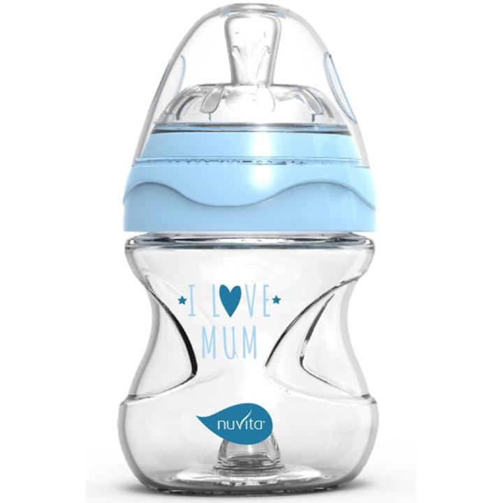 Actual product image Nuvita Glass bottle Anti-Colic blue 0M+ (140 ml)
