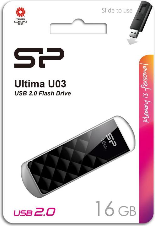 Image du produit Silicon Power Ultima U03 USB Flash Drive 16 GB Mystery Black (16 Go, USB-A)