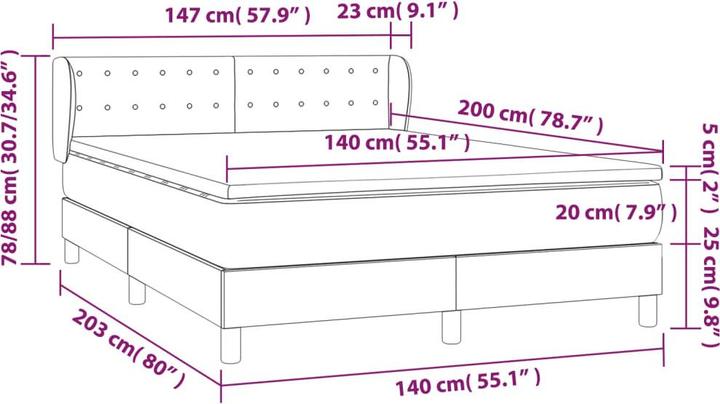 Actual product image vidaXL Boxspringbett (140 x 200 cm)