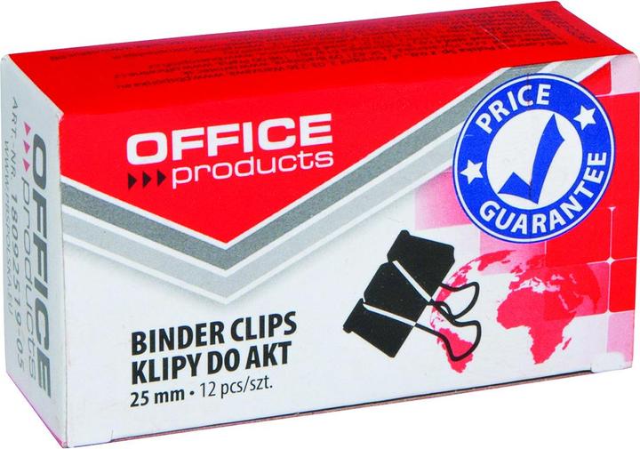 Office Products Papierklammern mit federsteg, 25mm, 12 stück, schwarz (12 x)