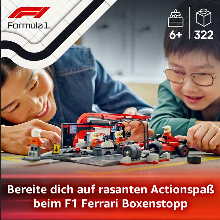 Immagine prodotto LEGO F1 Boxenstopp mit Boxencrew und Ferrari Flitzer (60443, LEGO City)