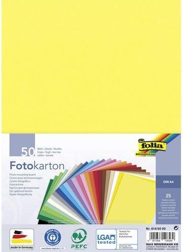 Produktbild Folia Fotokarton, DIN A4, 300 g/qm, 25 Farben sortiert (300 g/m², 50 x)