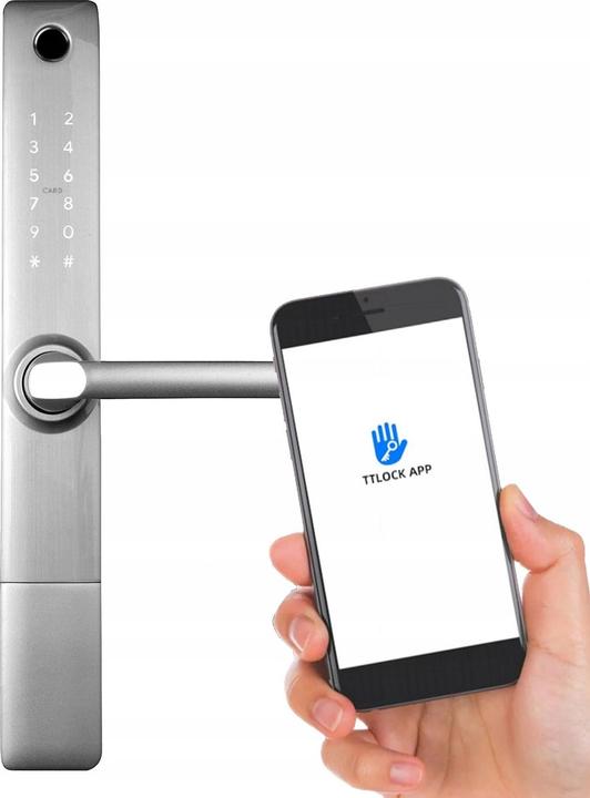 Eura Griff mit Zutrittskontrolle ELH-20H4 silber (Fingerabdruck, Bluetooth, Elektronische Zahlenkombination, Schlüsselkarte)