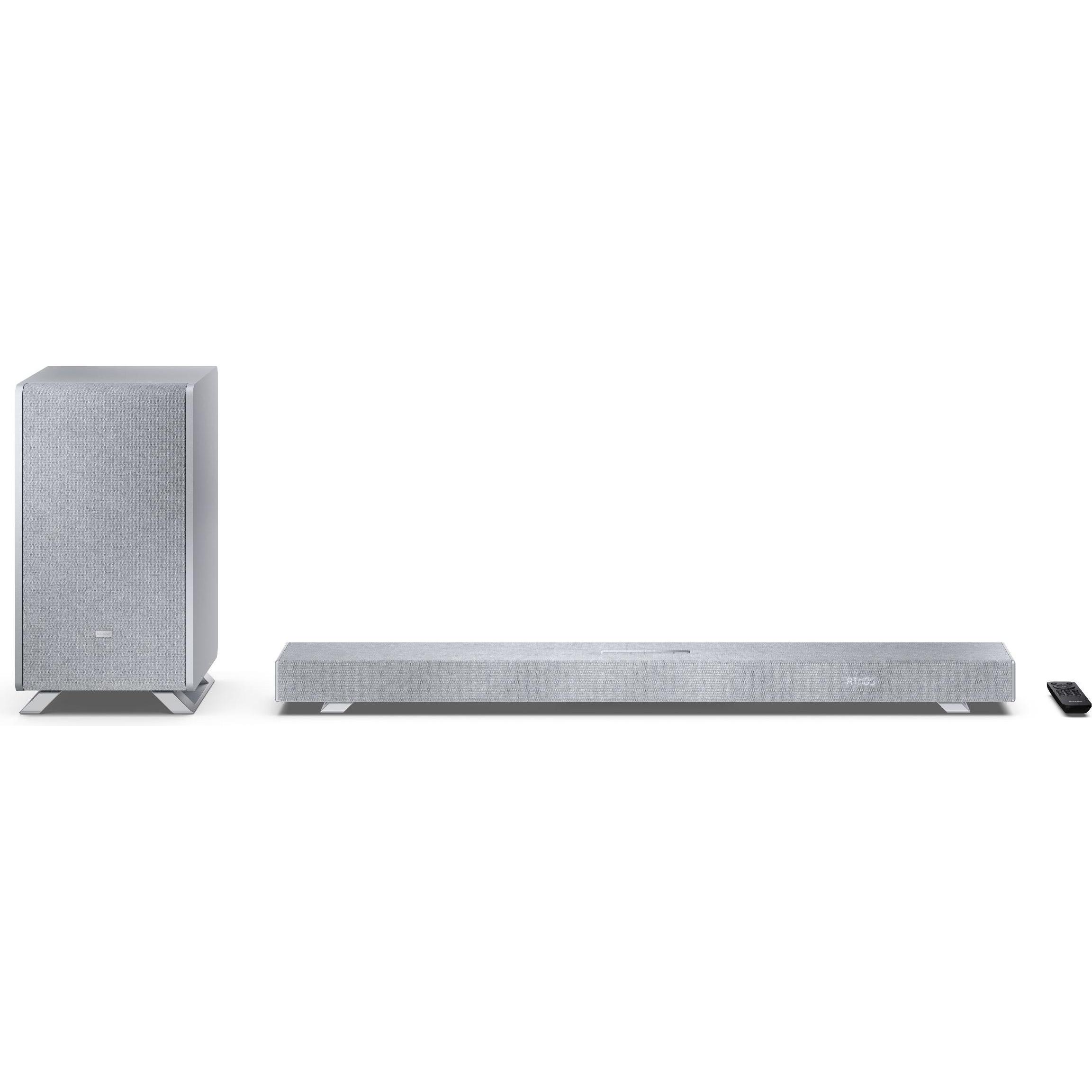 Sharp Speakers HT-SBW53121(SL) Q 3.1.2 Dolby Atmos/ DTS:X Soundbar with Wireless Subwoofer, Silver (102 W, 3.1.2 Canale), Soundbar, Argento