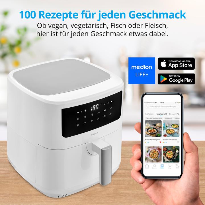 Image du produit Medion MD 11750 Life P10 XL Friteuse à air chaud duo 6,8 l, blanc