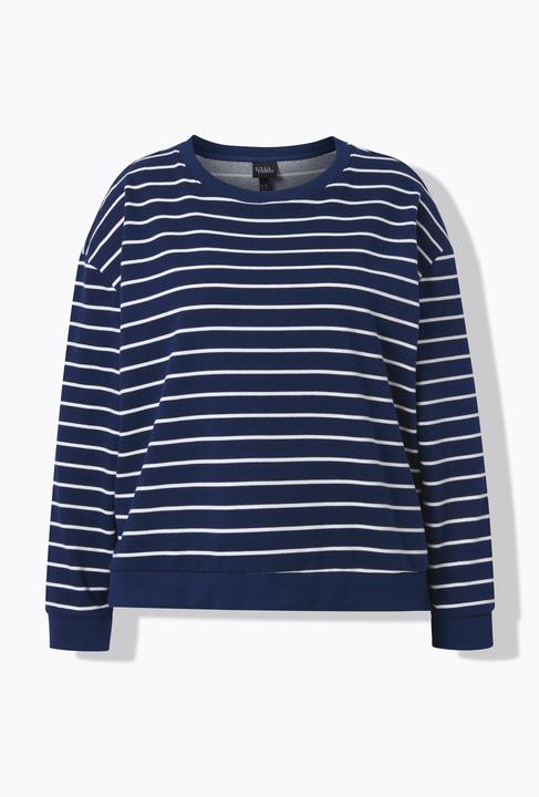 Produktbild Ulla Popken Sweatshirt, Ringel, Rundhals, Langarm, hinten länger (42, 44)