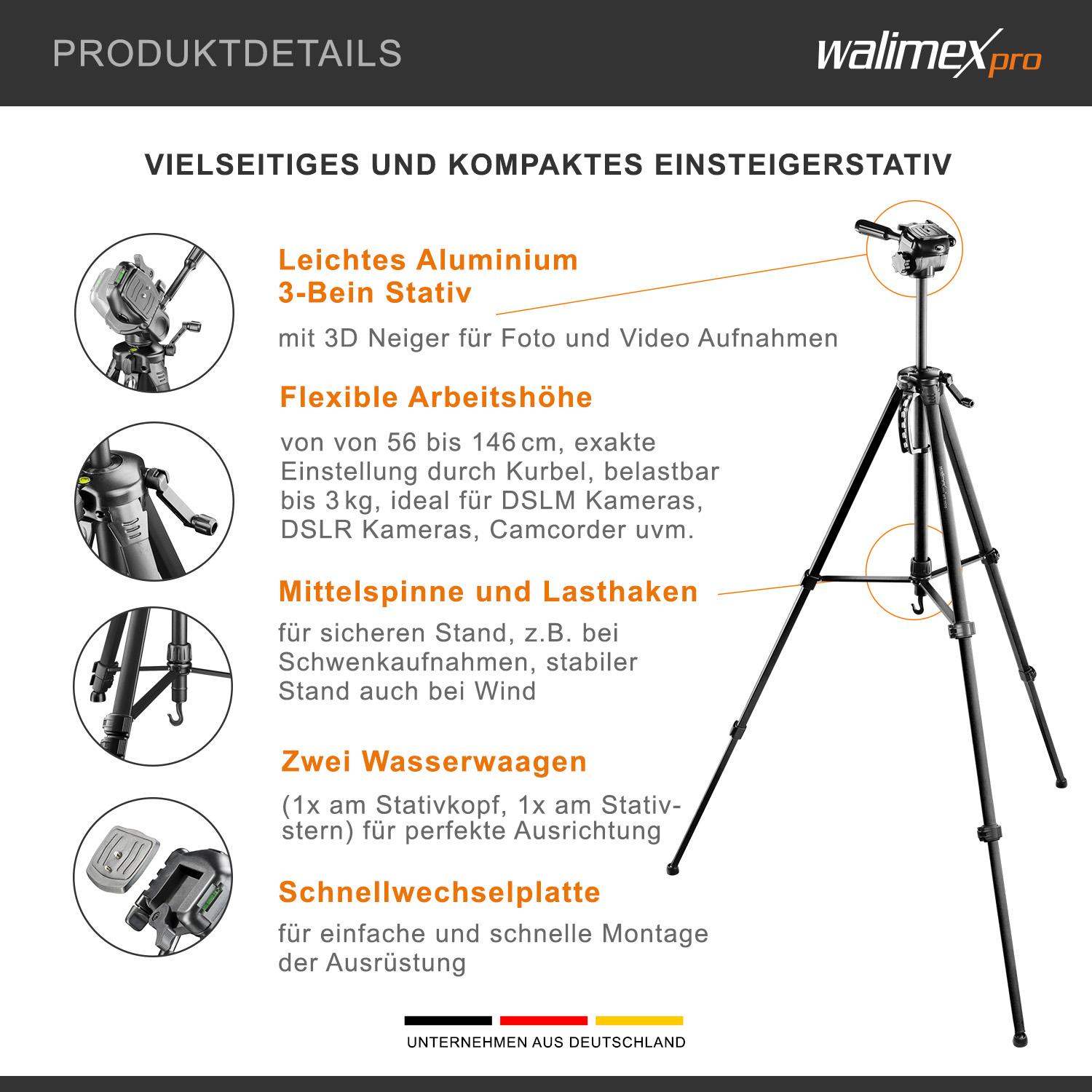 Thumbnail - Walimex pro pro WT-3530 (Metall), Stativ, Schwarz