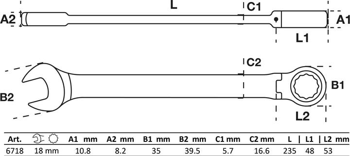 Actual product image BGS Ratchet Combination Wrench adjustable 18 mm (18 mm)
