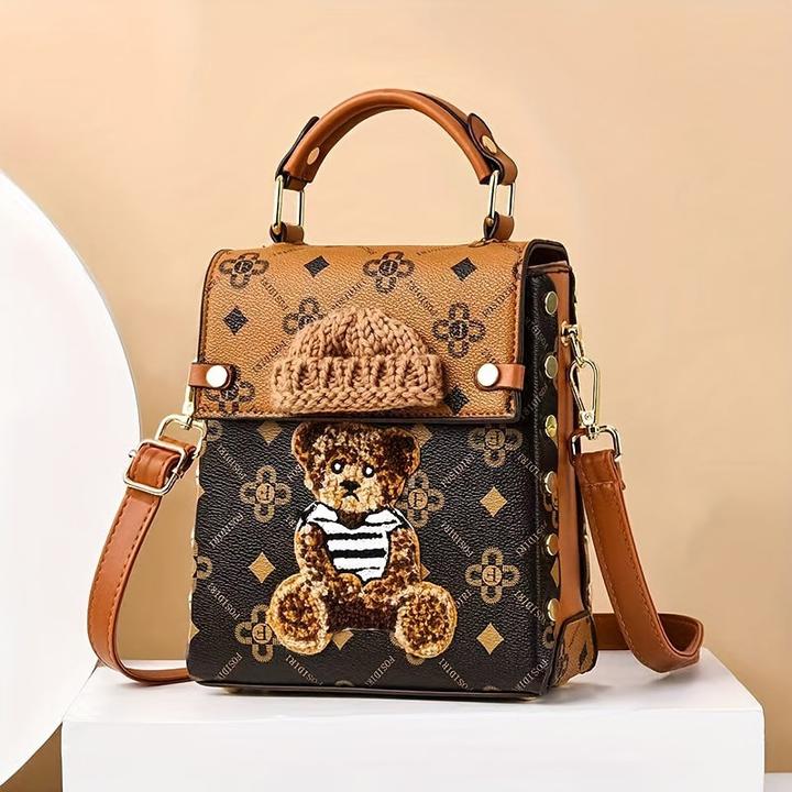Immagine prodotto Only-Bags.Store Mini zaino borsetta, pelle PU, simpatico orsetto, borsa per smartphone, borsetta alla moda