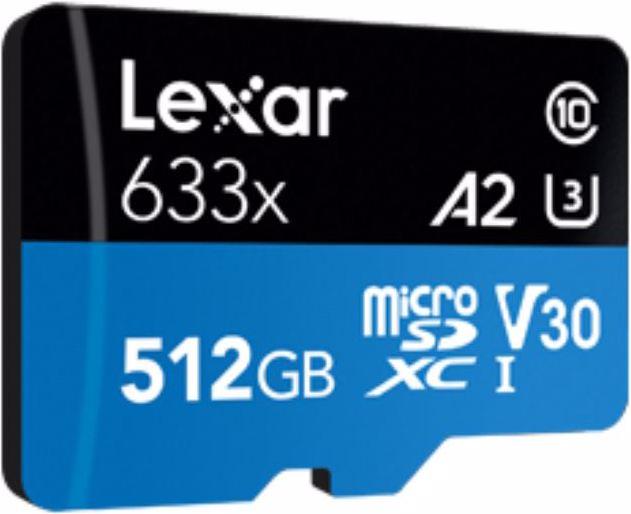 Actual product image Lexar High-Performance 633x (512 GB, microSDXC, U3, UHS-I)