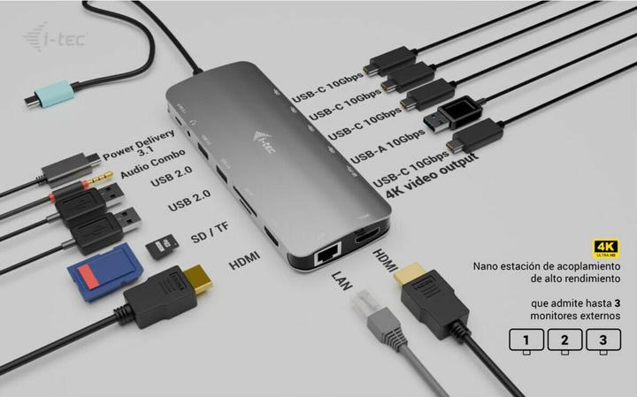 Produktbild i-tec USB-C Nano 3x LCD Dock (USB-C, 9 Ports)