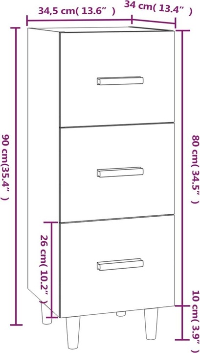 Image du produit VidaXL Lennox (34.5 x 34 x 90 cm)