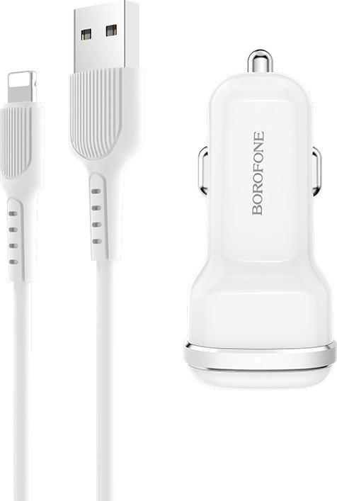 Immagine prodotto Borofone Caricatore da auto 2x cavo USB Lightning incluso, bianco