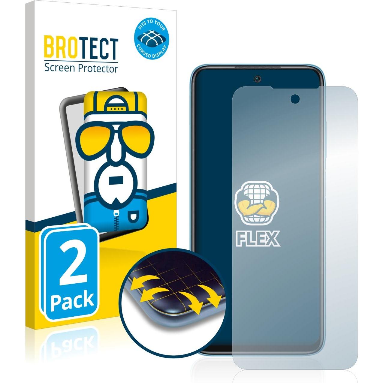 BROTECT Full-Cover Displayschutz (2 Stück, Xiaomi Redmi 10), Smartphone Schutzfolie, Transparent