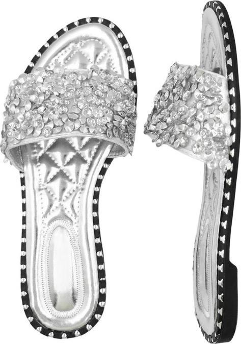 Actual product image Where's That From Womens/Ladies Poppy Sparkle Diamante Wide Flat Sliders (38)