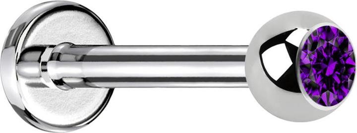 Immagine prodotto Star Piercing Labret in argento con cristallo a sfera viola (senza ottone, Acciaio chirurgico 316L)
