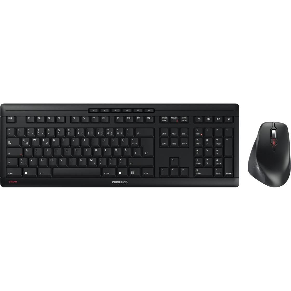 CHERRY Desktop STREAM COMFORT Wireless (DE) black (DE, Kabellos), Tastatur, Schwarz