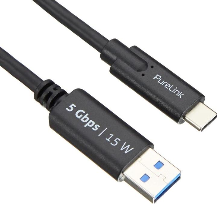 Actual product image Purelink USB 3.1 Cable (Gen 1) USB C - USB A 1.5 m Black (1.50 m, USB 3.2 Gen 1, 60 W)