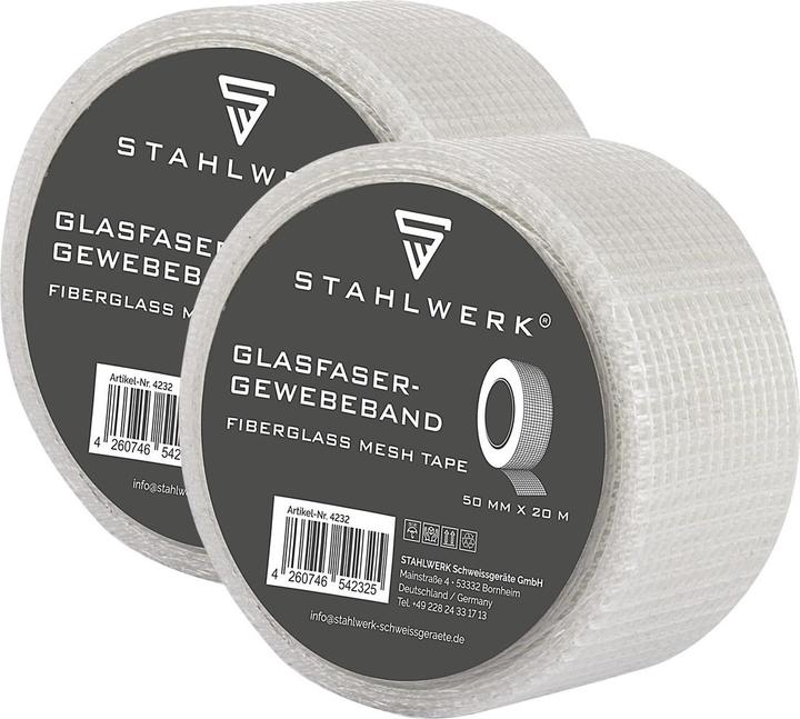 Produktbild Stahlwerk Glasfaser-Gewebeband 2er Set 20 m x 50 mm, selbstklebend (50 mm)