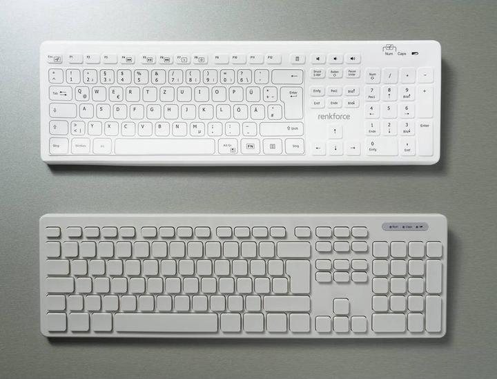 Produktbild Renkforce RF-WRK-300 Kabellos Hygiene-Tastatur Deutsch, QWERTZ, Windows® Weiss (m (DE, Kabellos)