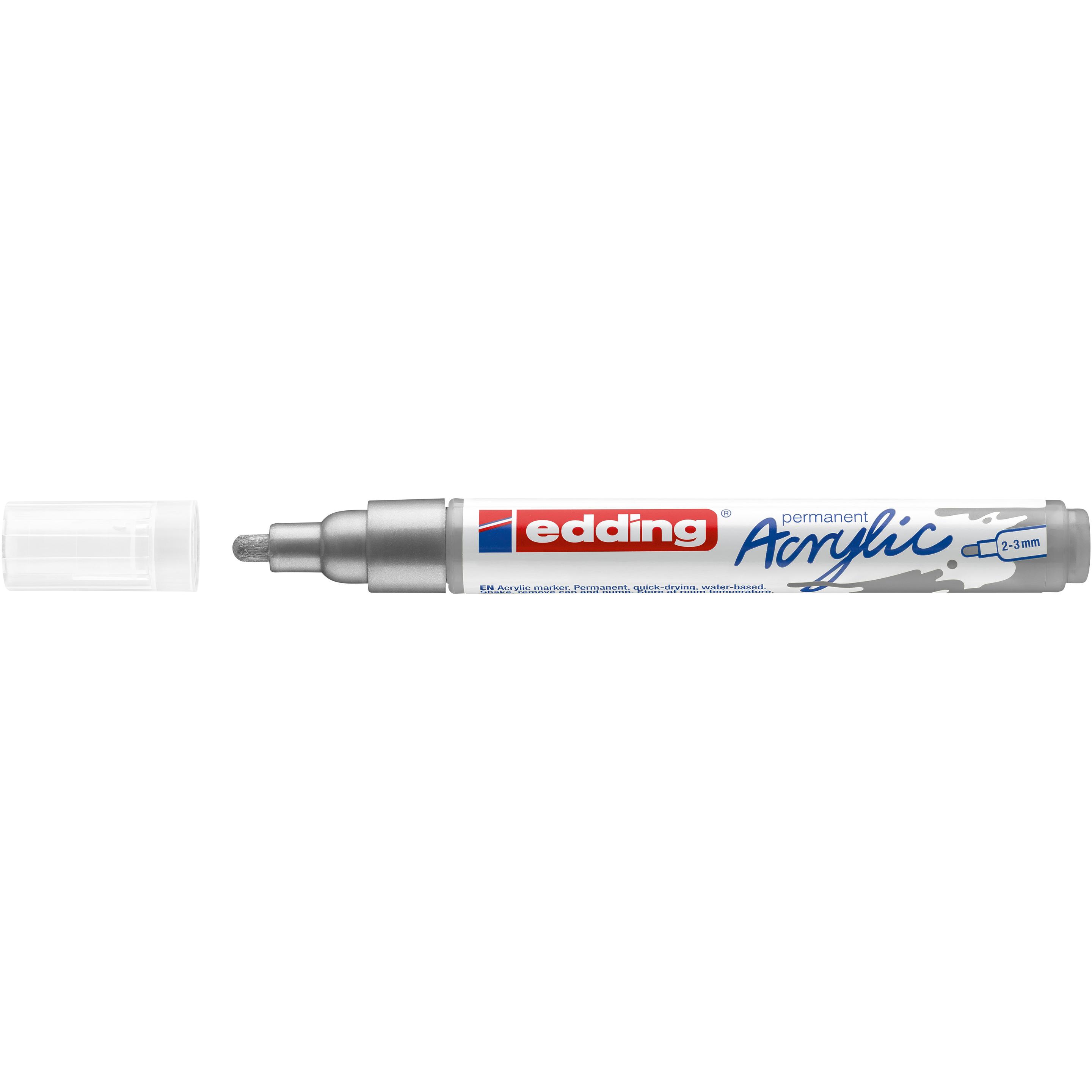 10x Edding, Marker, Acrylmarker 5100 Medium (Silber, 3 mm, 1 x)