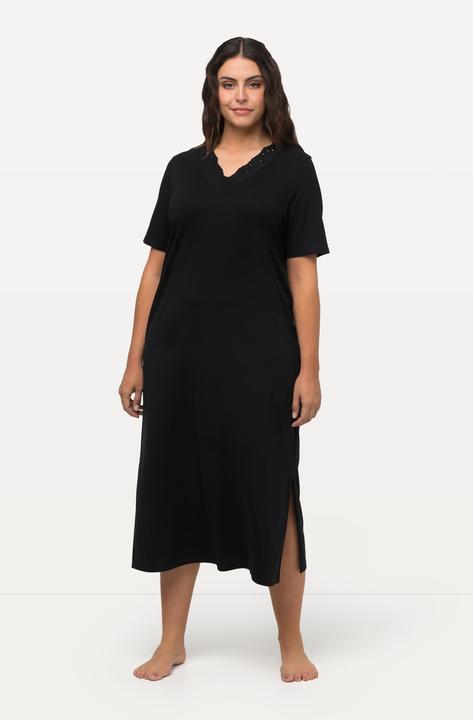 Immagine prodotto Ulla Popken Camicia da notte con modal, ricami traforati, scollo a V e mezze maniche (62)