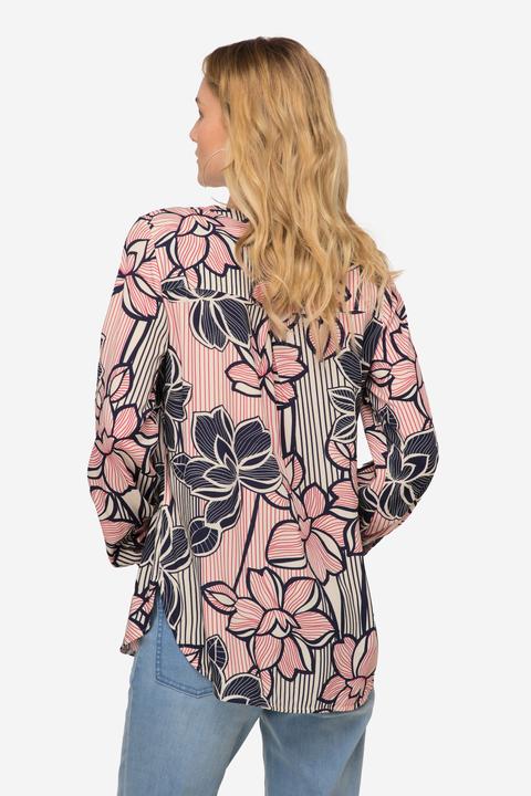Actual product image Laurasøn Pinstripe Floral Long Sleeve V-Neck Blouse (L)