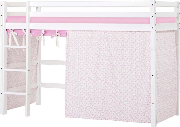 Produktbild Hoppekids BUNDLE BASIC Mittelhochbett 90x200cm mit Nostalgia Vorhang und Schaum-Matratzen (90x200)
