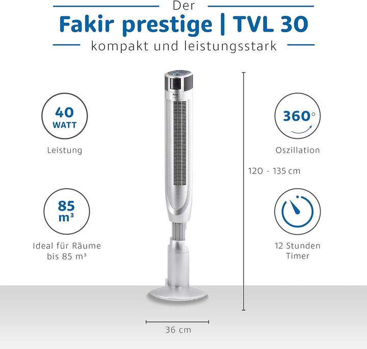 Image du produit Fakir TVL 30 Ventilateur de tour argenté