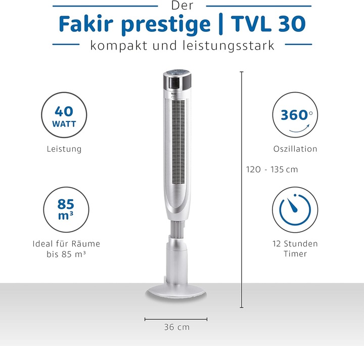 Actual product image Fakir TVL 30 tower fan silver