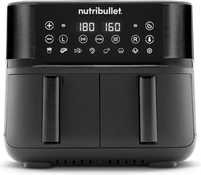 Immagine prodotto NutriBullet Friggitrice ad aria a doppio cassetto Nera Friggitrice ad aria calda, NBA081B