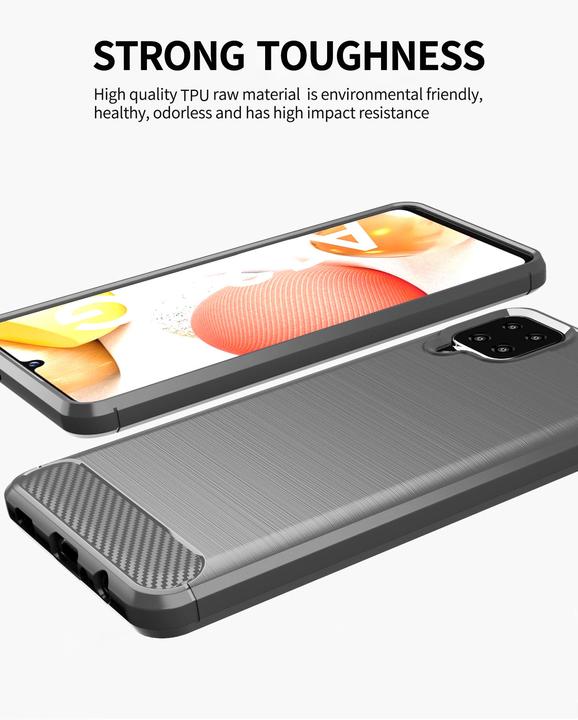 Actual product image Cadorabo TPU Ultra Slim carbon stainless steel Combi Cover (Samsung Galaxy A12, Samsung Galaxy M12)