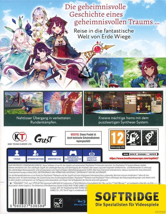 Image du produit Koei Tecmo Atelier Sophie 2 : L'Alchimiste du Rêve Mystérieux (PS4, DE)