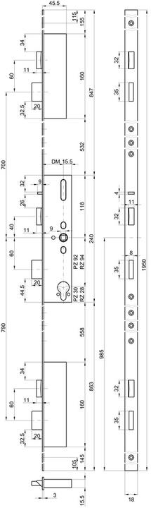 Produktbild MSL Panik-Mehrpunkt-Verriegelungen FlipLock standard 24544 PE-SV (Profilzylinder)