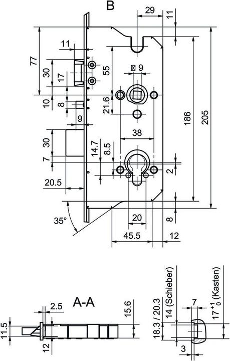 Produktbild Glutz Mehrfachverriegelungen MINT SV 18945 Panik E (Einsteckschloss)