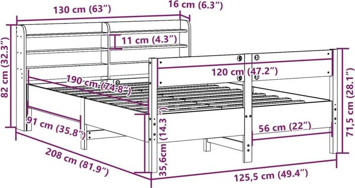 Image du produit vidaXL Bettgestell (120 x 190 cm)