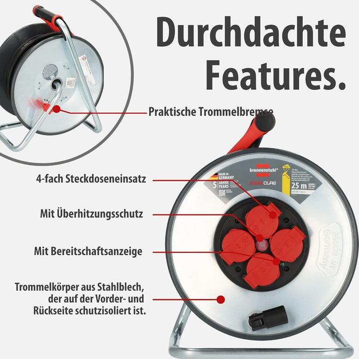 Actual product image Brennenstuhl Professional SteelCore cable reel IP44 (25 m, 2.50 mm²)