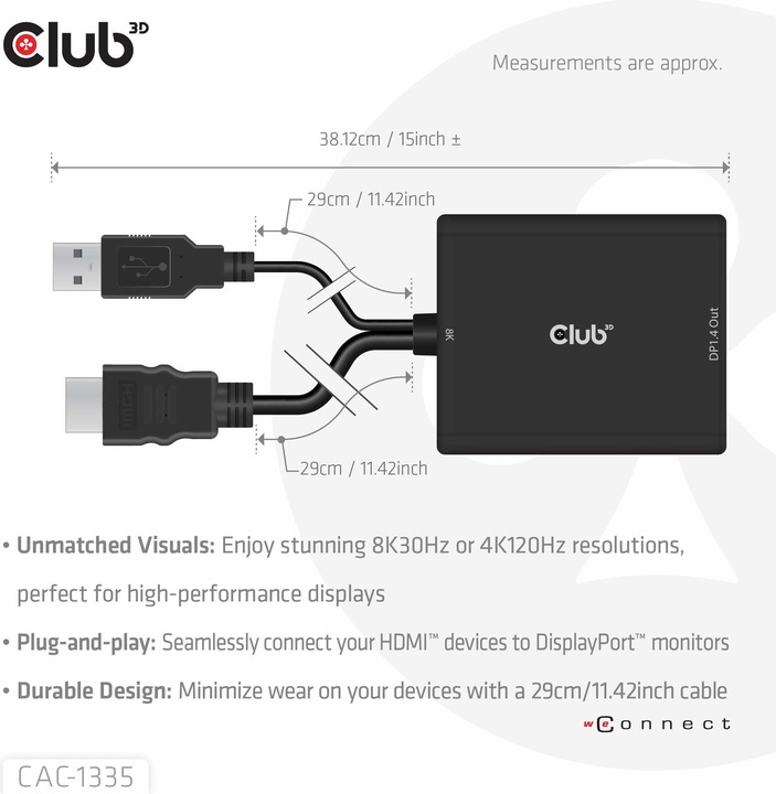 Image du produit Club 3D HDMI + Micro USB zu (DP, 0.72 cm)