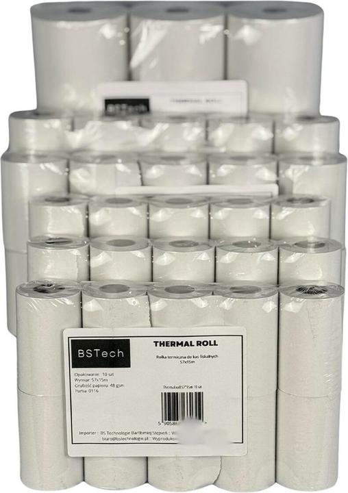 Actual product image Bestpak BSTech paper roll thermo for cash registers fiscal 57x15m 10 pieces