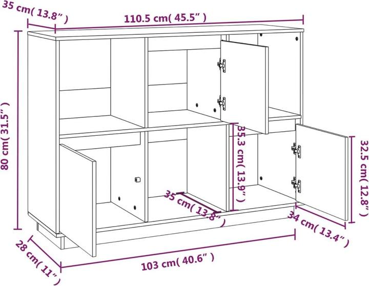Image du produit vidaXL Sideboard (110.50 x 110.50 x 80 cm)