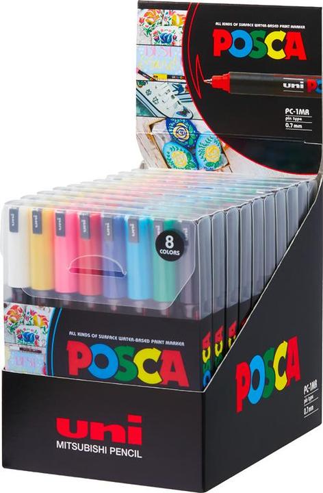 Produktbild Posca Extra Fine Marker PC-1MR Fineliner Etui 8 Stk Assorted (Mehrfarbig, 0.70 mm, 8 x)