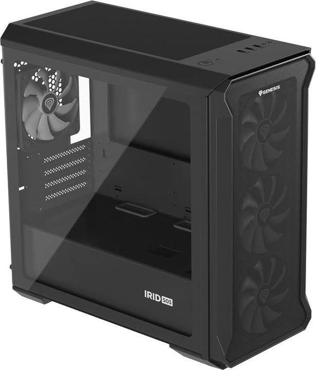 Actual product image Genesis IRID 503 ARGB PC case, Micro Tower, 2xUSB 2.0, 2x jack, 1xUSB 3.0, black (Mini-ITX)