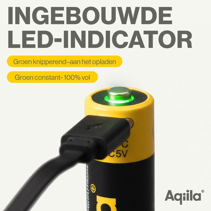 Produktbild Aqiila - USB-C Wiederaufladbare Batterie - 18650 - 2000 mAh - 1er-Pack (1 Stk., 18650, 2000 mAh)