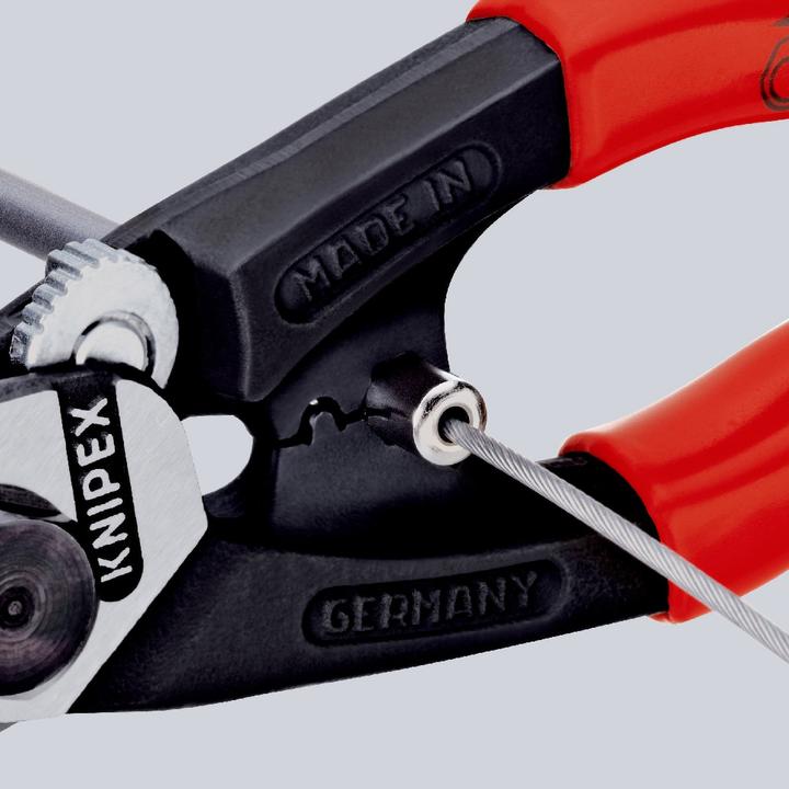 Produktbild Knipex Drahtseilschere L.190mm mit Befestigungsöse BK brüniert Griff 2Komp.-Hüllen Schneidwert Pianodrah... (321 mm)