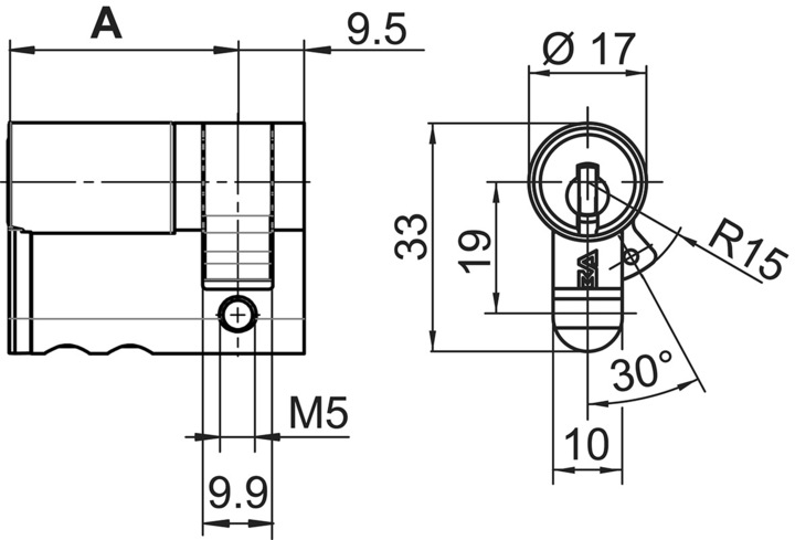 Produktbild Kaba Profil-Halbzylinder 17 mm star Typ M1414