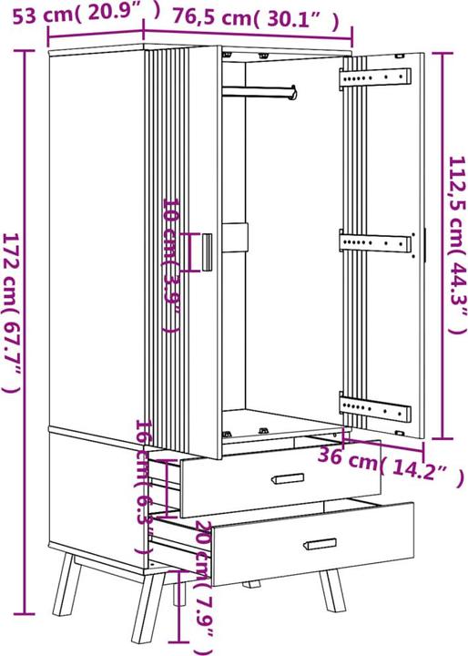 Image du produit VidaXL Yordanka (76,5 x 53 x 172 cm)