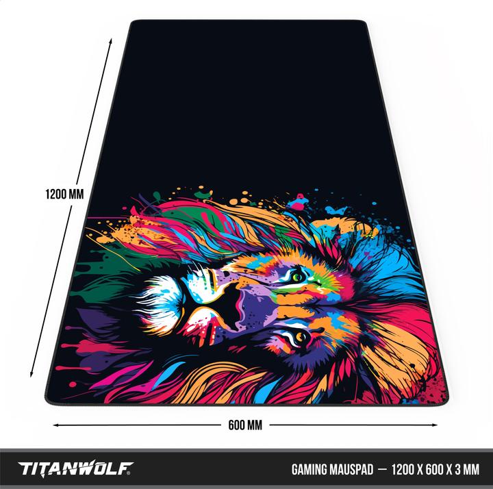 Produktbild Titanwolf Gaming Mauspad, XXXL Speed Mausmatte 1200 x 600 mm, Geschwindigkeit & Präzision, Colour Lion (XXL)