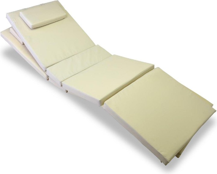 Produktbild VCM 2x Liegenauflage Polster für Gartenliege 4 Segmente Kopfkissen Creme (188 cm)