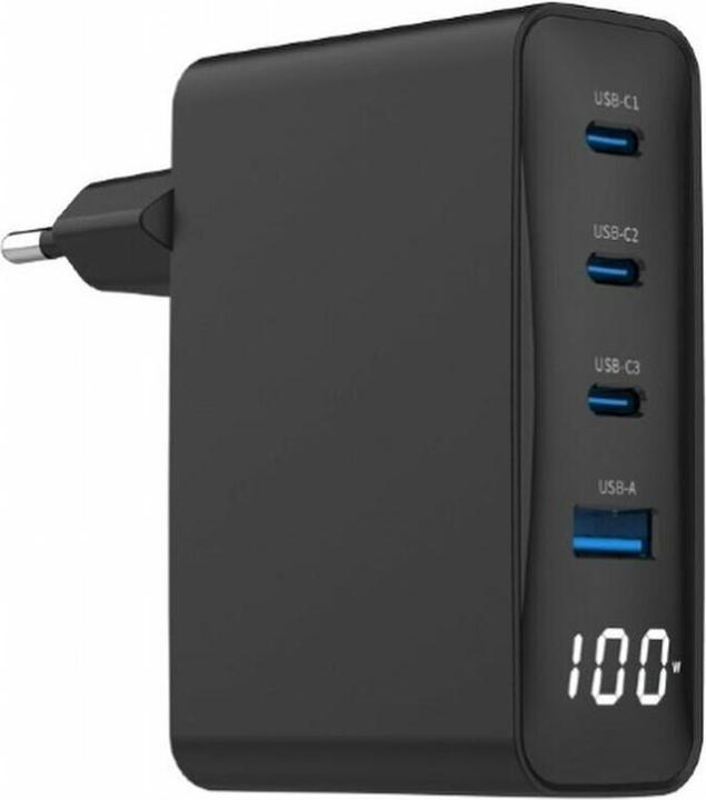 Produktbild Gembird CHARGER USB 100W 4PORT GAN/TA-UC-PDQC100LCD-01-BK (100 W)